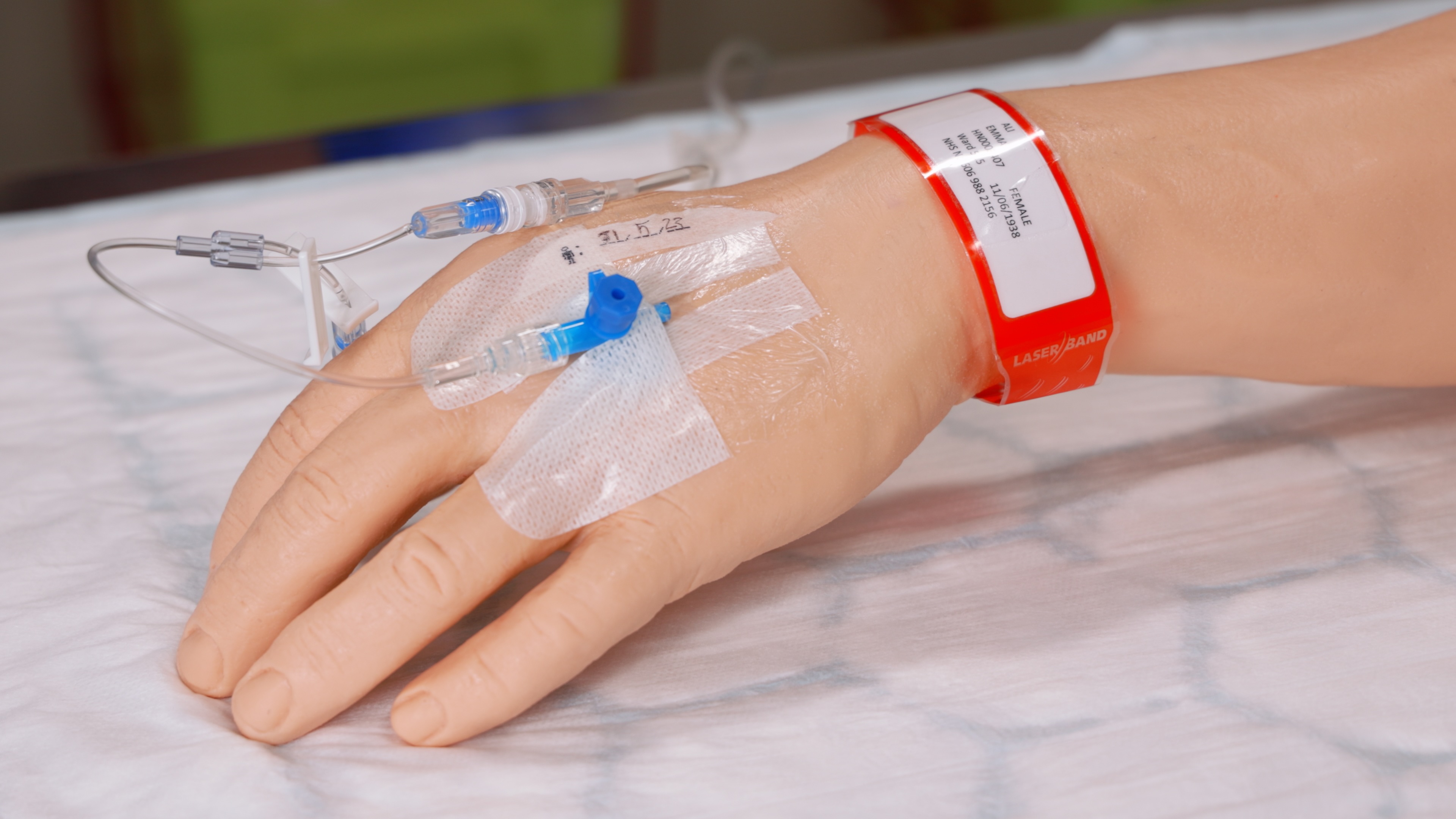 Cannulation being demonstrated on a part task trainer